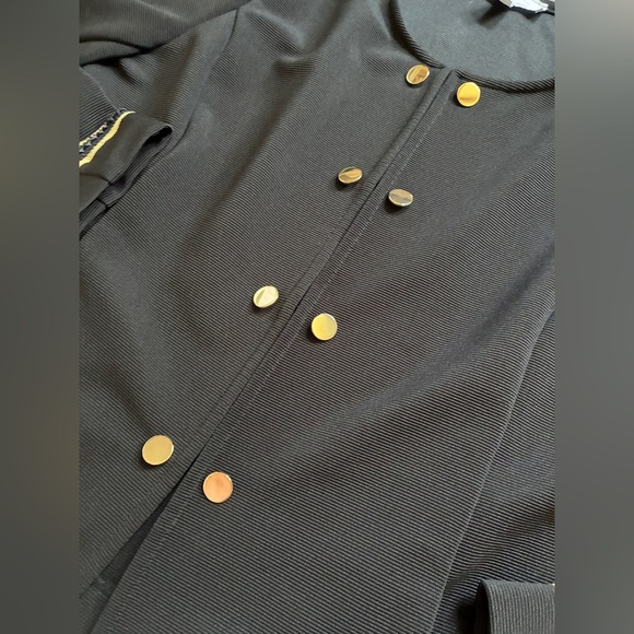 Libby Edelman Double Button Military style blazer Jacket black ribbed sz L EUC - Picture 8 of 14